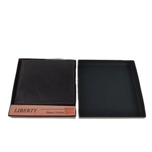 NEW Liberty Deluxe Eelskin Genuine Leather Men's Bi-Fold Black Wallet Coin Pouch